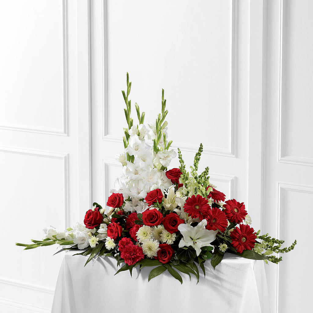 Crimson & White Arrangement – Jasmin Florist, S Richmond Hl NY