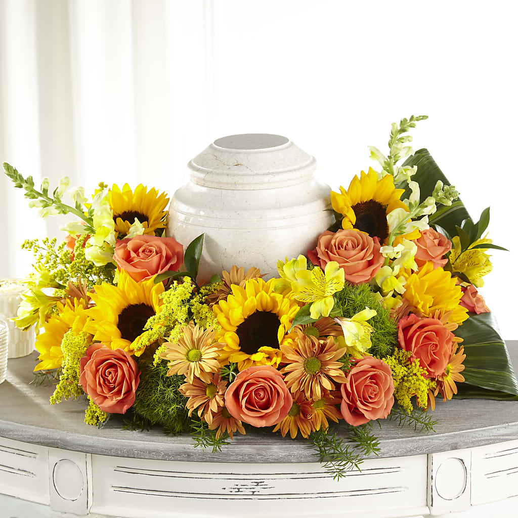 Faithful Sunflower Cremation Adornment – Jasmin Florist, S Richmond Hl NY