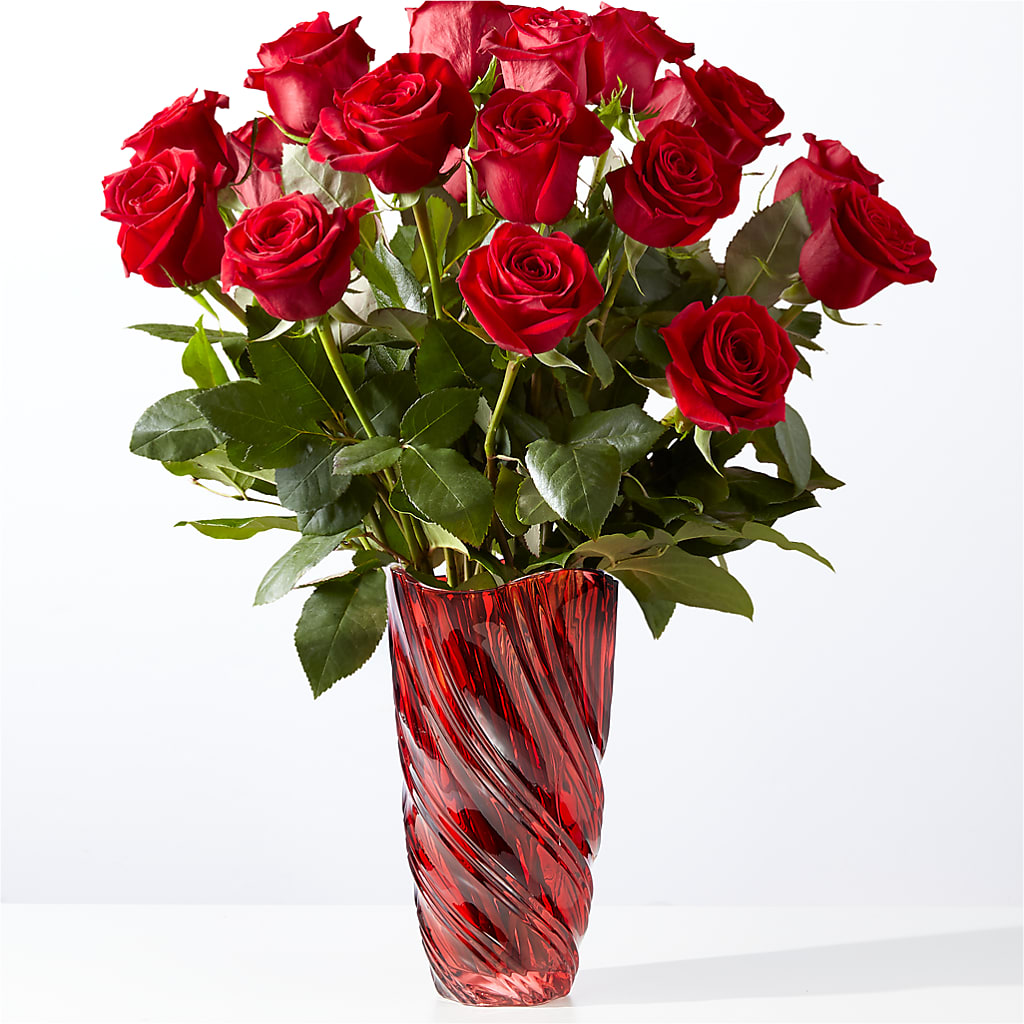 Classic Love Red Rose Bouquet with Luxe Swirl Vase – Jasmin Florist, S Richmond Hl NY