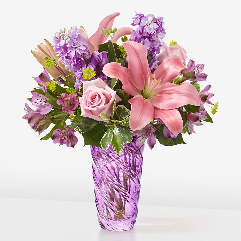 Precious Petals Bouquet with Luxe Swirl Vase – Jasmin Florist, S Richmond Hl NY