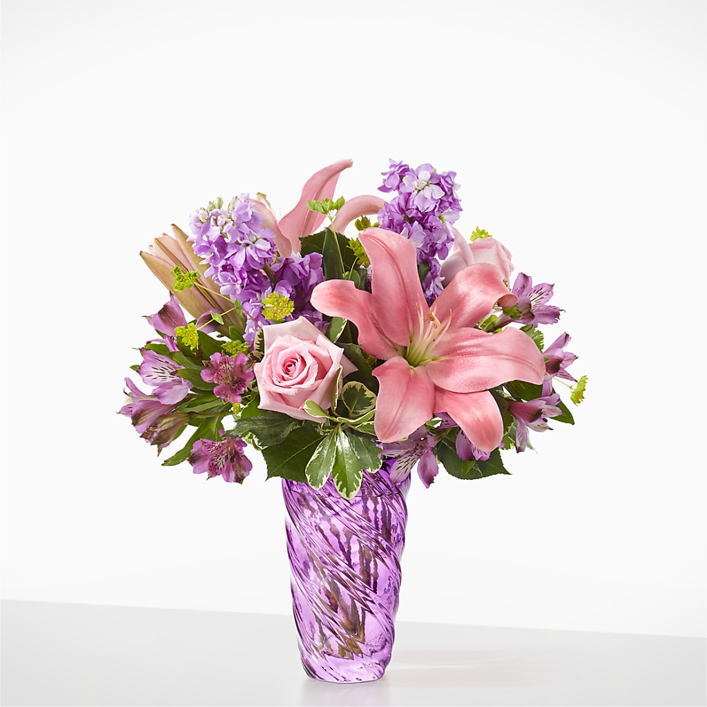 Precious Petals Bouquet with Luxe Swirl Vase – Jasmin Florist, S Richmond Hl NY