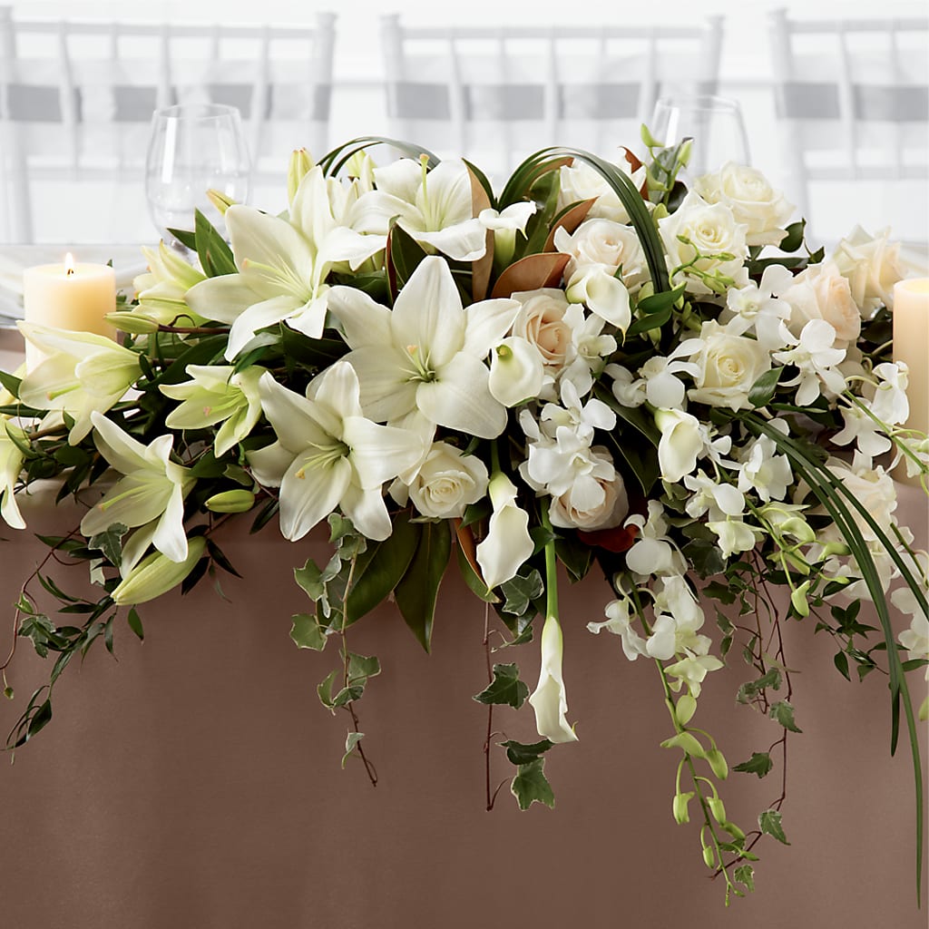 White Linen Arrangement – Jasmin Florist, S Richmond Hl NY