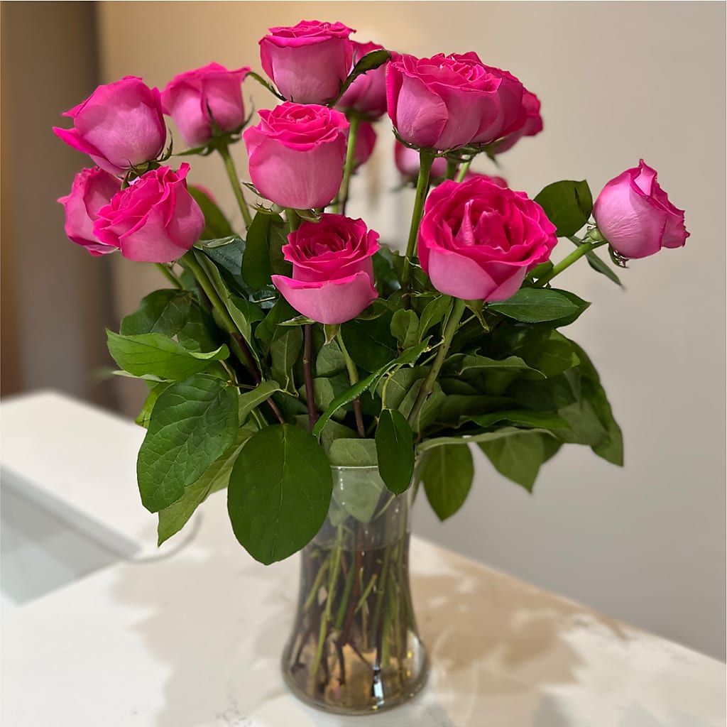 Long Stem Pink Rose Bouquet –  Jasmin Florist, S Richmond Hl NY