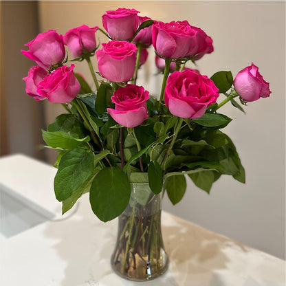 Long Stem Pink Rose Bouquet –  Jasmin Florist, S Richmond Hl NY