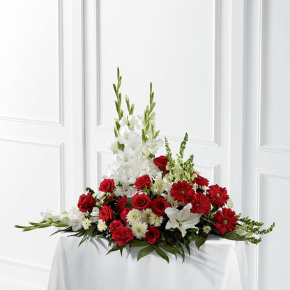 Crimson & White Arrangement –  Jasmin Florist, S Richmond Hl NY