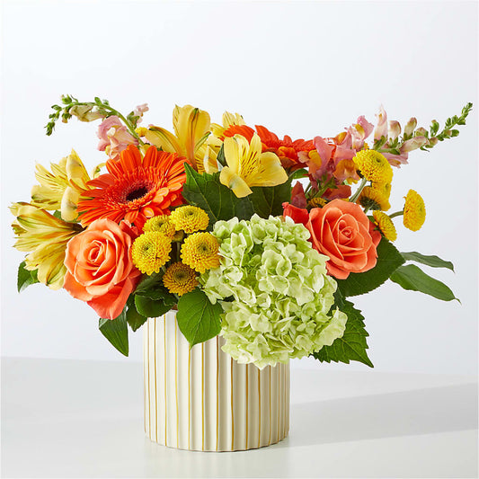 Autumn Sunshine Bouquet with Ivory Vase –  Jasmin Florist, S Richmond Hl NY