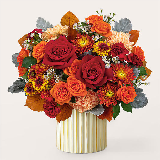 Merlot Bouquet with Ivory Vase –  Jasmin Florist, S Richmond Hl NY